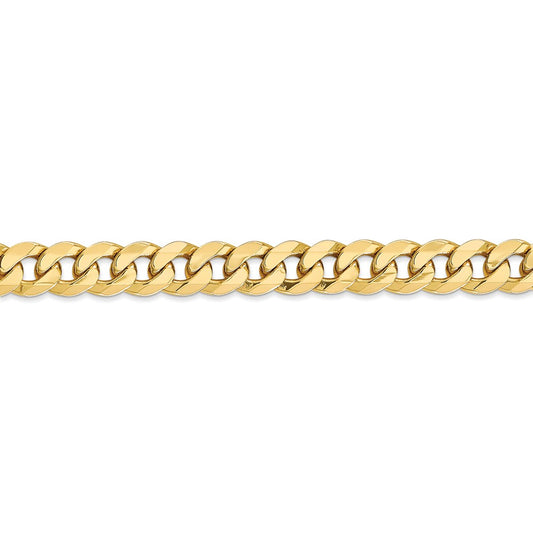 10K Yellow Gold 8mm Flat Beveled Curb Chain