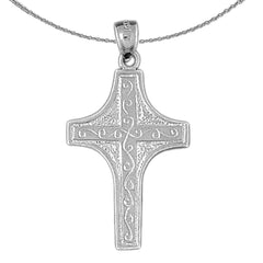 Sterling Silver Cross Pendant (Rhodium or Yellow Gold-plated)