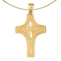 Colgante de cruz de plata de ley (bañado en rodio o oro amarillo)