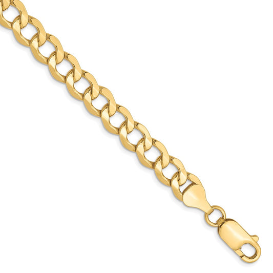 10K Yellow Gold 6.5mm Semi-Solid Curb Chain