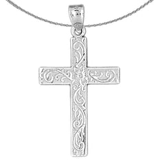 Sterling Silver Cross Pendant (Rhodium or Yellow Gold-plated)