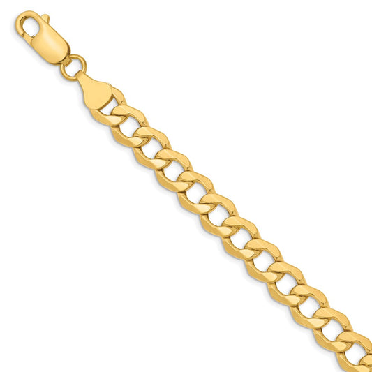 10K Yellow Gold 7mm Semi-Solid Curb Chain