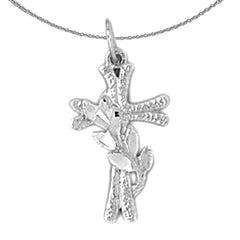 Sterling Silver Cross Pendant (Rhodium or Yellow Gold-plated)