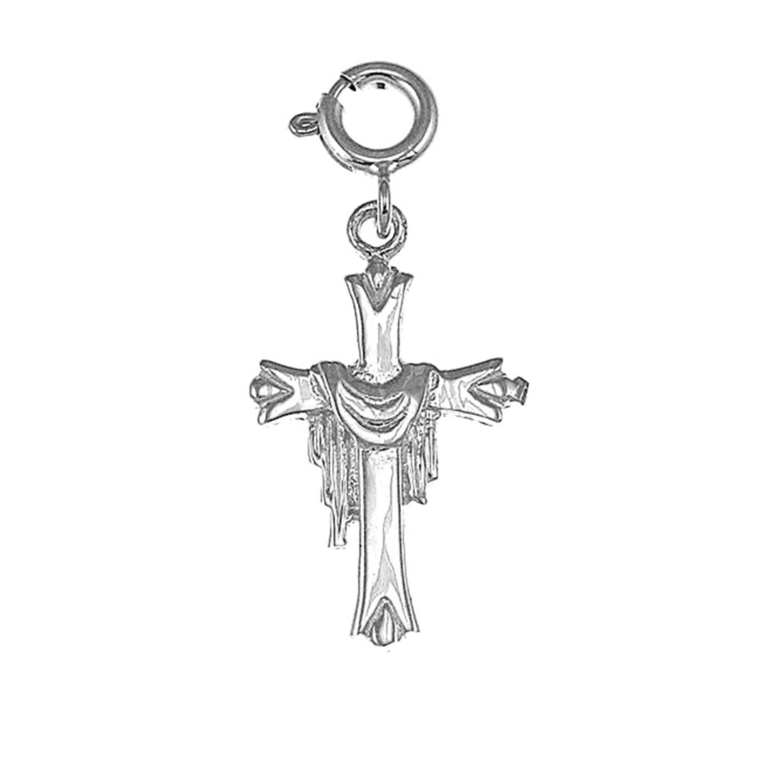 Sterling Silver Cross With Shroud Pendant