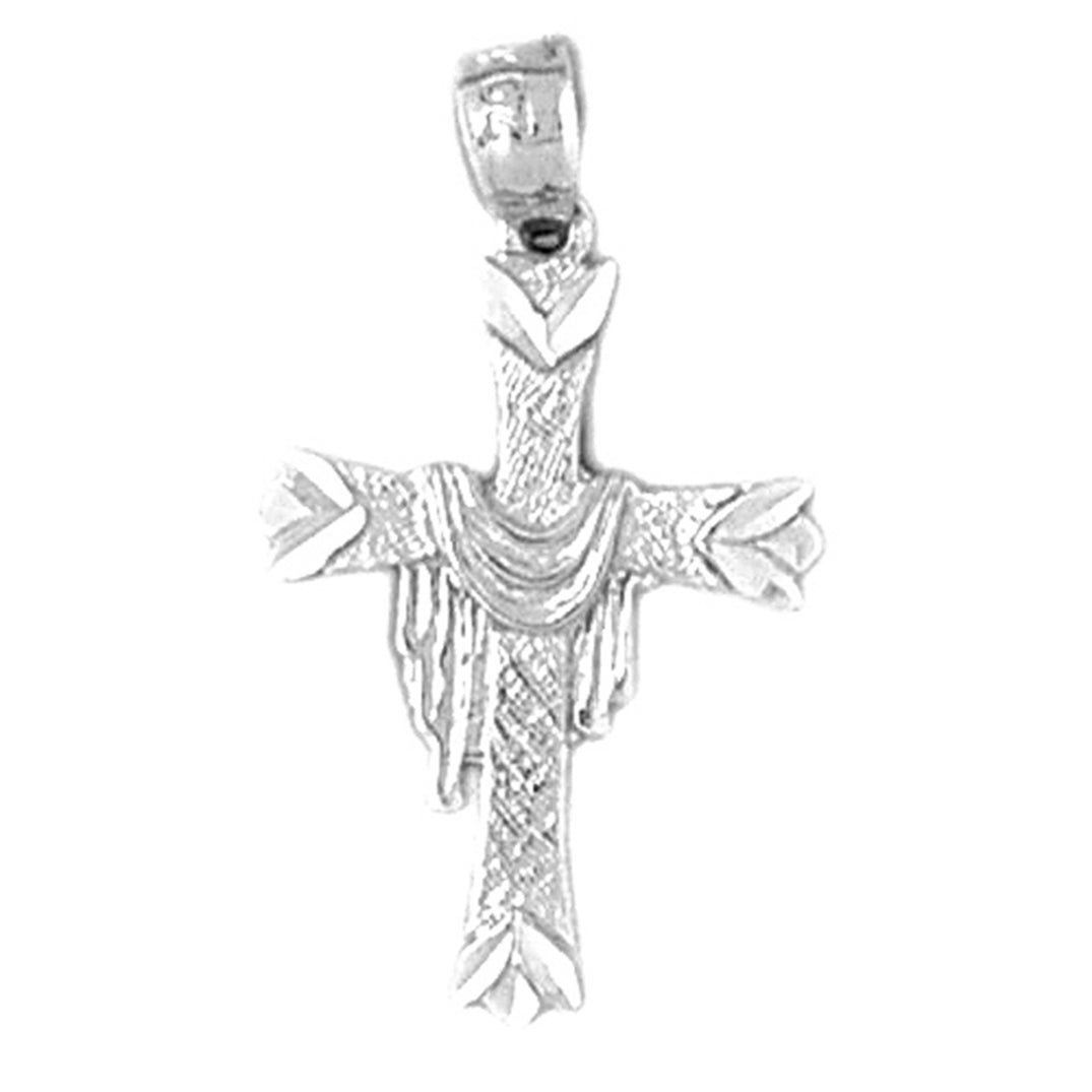 Sterling Silver Cross With Shroud Pendant