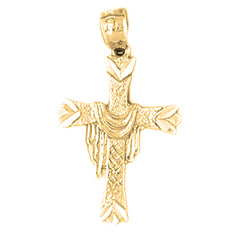 Yellow Gold-plated Silver Cross With Shroud Pendant