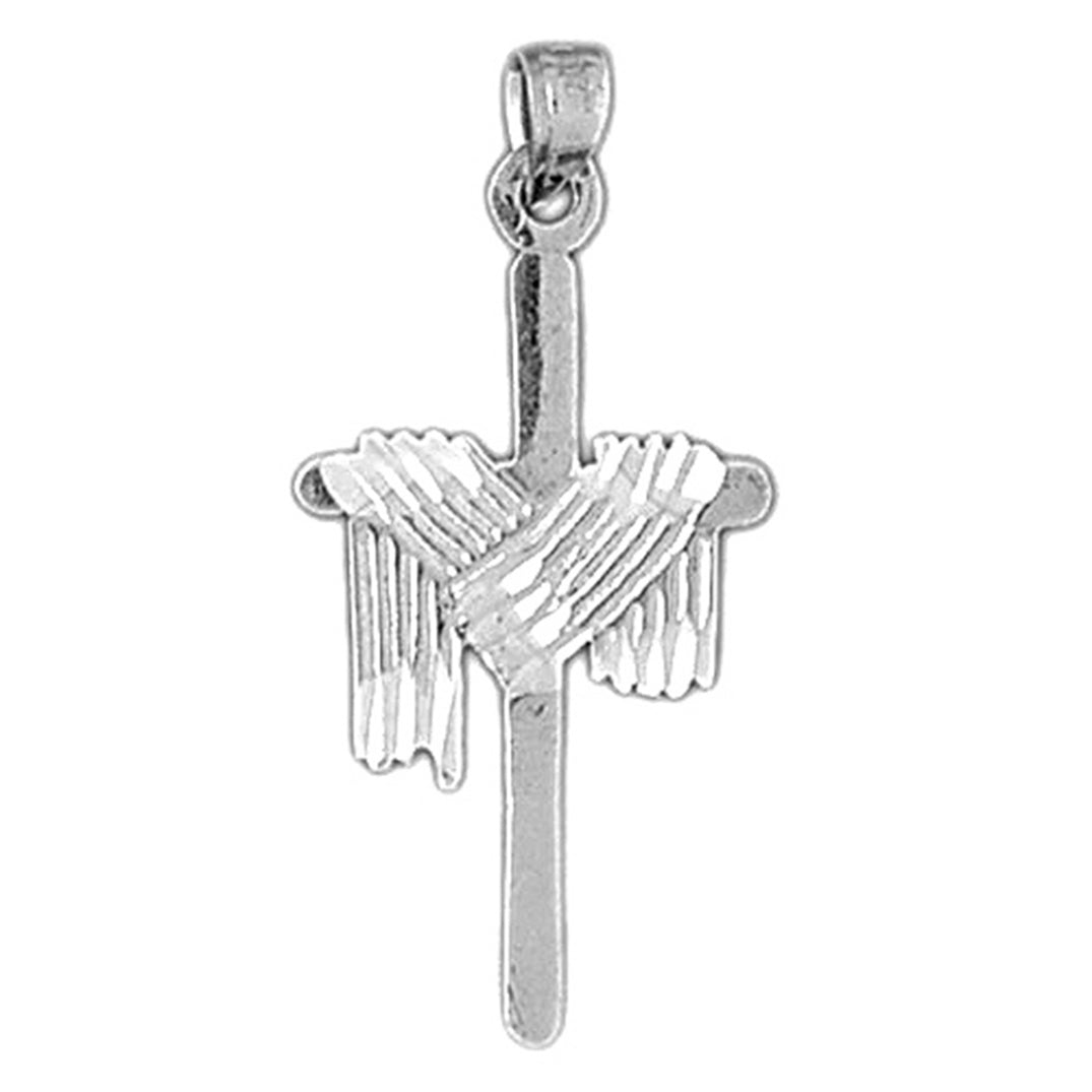 Sterling Silver Cross With Shroud Pendant