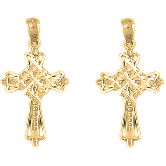 14K or 18K Gold 26mm Cross Earrings