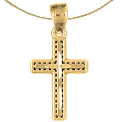 Sterling Silver Cross Pendant (Rhodium or Yellow Gold-plated)