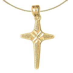 Sterling Silver Cross Pendant (Rhodium or Yellow Gold-plated)