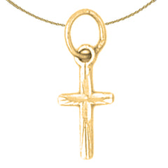 Colgante de cruz de plata de ley (bañado en rodio o oro amarillo)