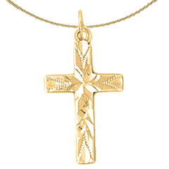 Sterling Silver Cross Pendant (Rhodium or Yellow Gold-plated)