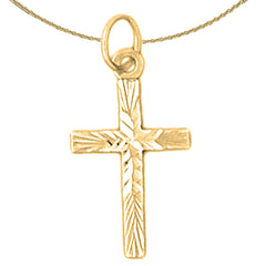 Sterling Silver Cross Pendant (Rhodium or Yellow Gold-plated)