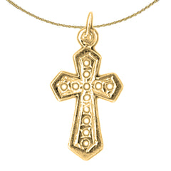 Sterling Silver Cross Pendant (Rhodium or Yellow Gold-plated)