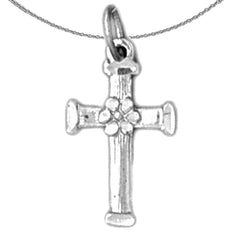 Sterling Silver Cross Pendant (Rhodium or Yellow Gold-plated)