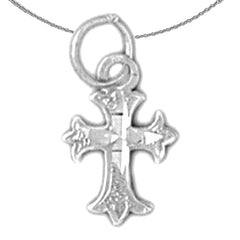 Sterling Silver Cross Pendant (Rhodium or Yellow Gold-plated)