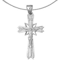 Sterling Silver Crucifix Pendant (Rhodium or Yellow Gold-plated)