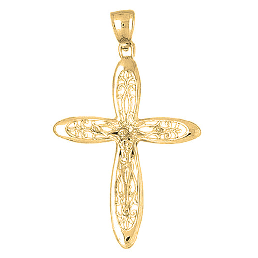 Yellow Gold-plated Silver Crucifix Pendant