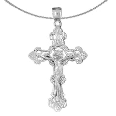 Sterling Silver Crucifix Pendant (Rhodium or Yellow Gold-plated)