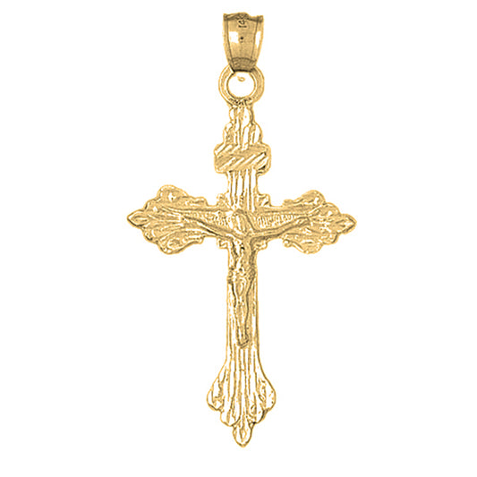 Yellow Gold-plated Silver Crucifix Pendant