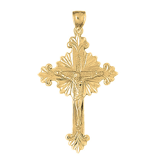 10K, 14K or 18K Gold Budded Glory Crucifix Pendant