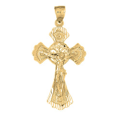 Yellow Gold-plated Silver Crucifix Pendant