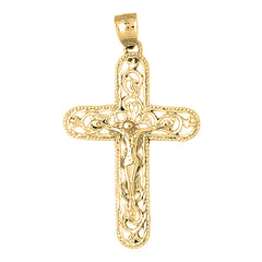 Yellow Gold-plated Silver Crucifix Pendant