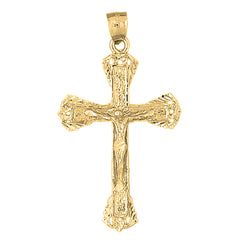 Yellow Gold-plated Silver Crucifix Pendant