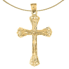 Sterling Silver Crucifix Pendant (Rhodium or Yellow Gold-plated)