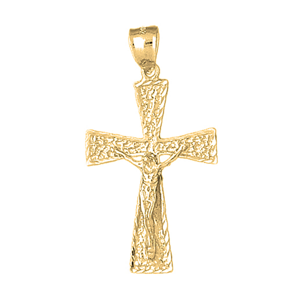 Yellow Gold-plated Silver Crucifix Pendant