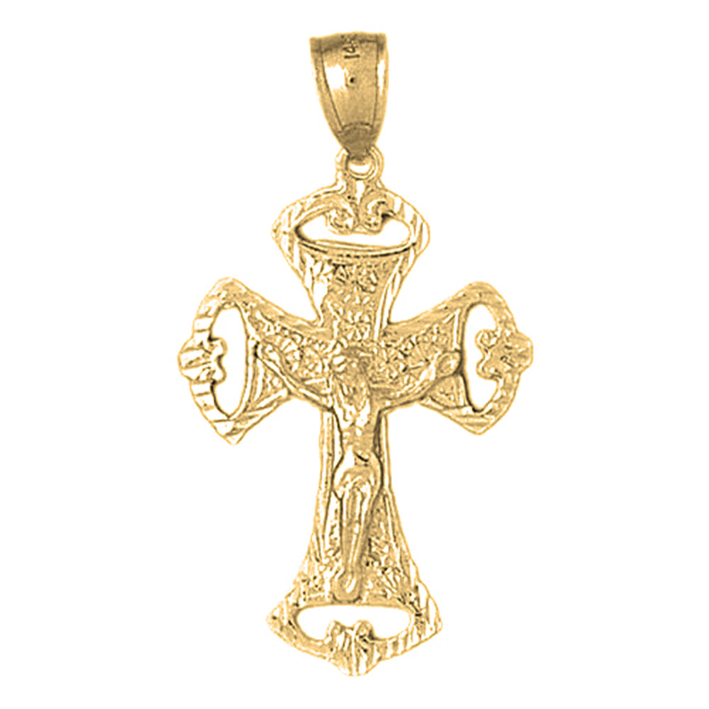 Yellow Gold-plated Silver Crucifix Pendant