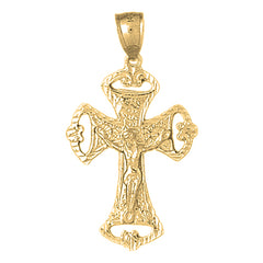 Yellow Gold-plated Silver Crucifix Pendant