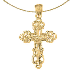 Sterling Silver Crucifix Pendant (Rhodium or Yellow Gold-plated)