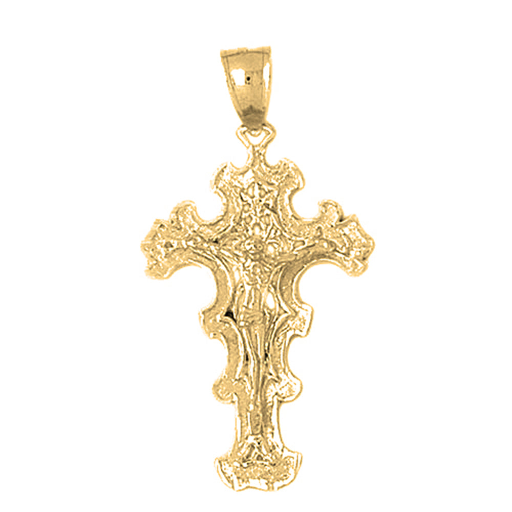 Yellow Gold-plated Silver Crucifix Pendant