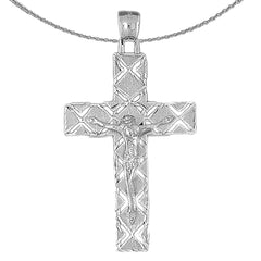 Sterling Silver Crucifix Pendant (Rhodium or Yellow Gold-plated)