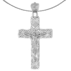 Sterling Silver Crucifix Pendant (Rhodium or Yellow Gold-plated)