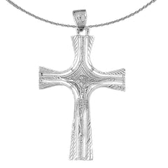 Sterling Silver Crucifix Pendant (Rhodium or Yellow Gold-plated)