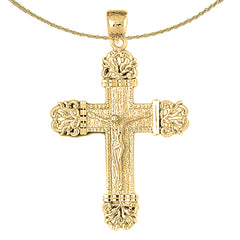 Sterling Silver Crucifix Pendant (Rhodium or Yellow Gold-plated)