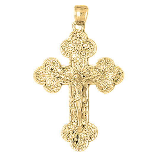 Yellow Gold-plated Silver Crucifix Pendant