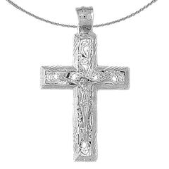 Sterling Silver Crucifix Pendant (Rhodium or Yellow Gold-plated)