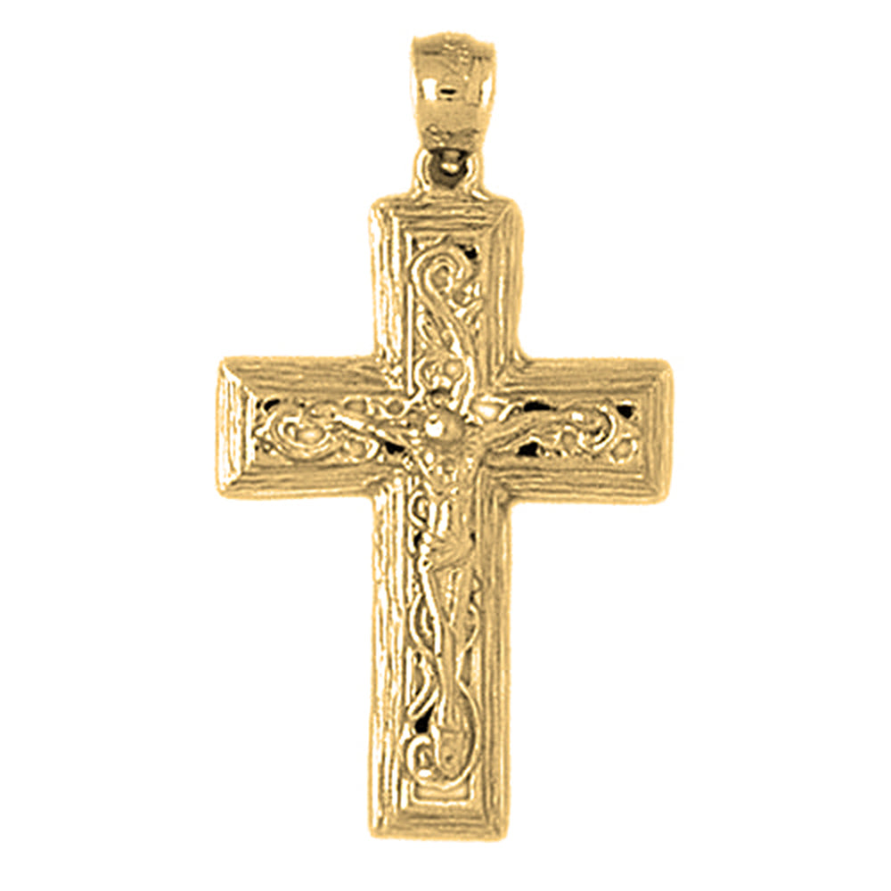 Yellow Gold-plated Silver Crucifix Pendant