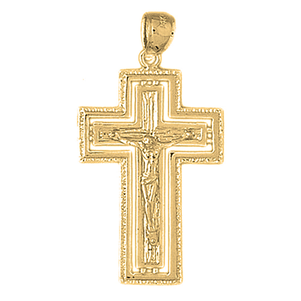 Yellow Gold-plated Silver Crucifix Pendant