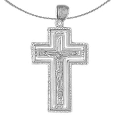 Sterling Silver Crucifix Pendant (Rhodium or Yellow Gold-plated)