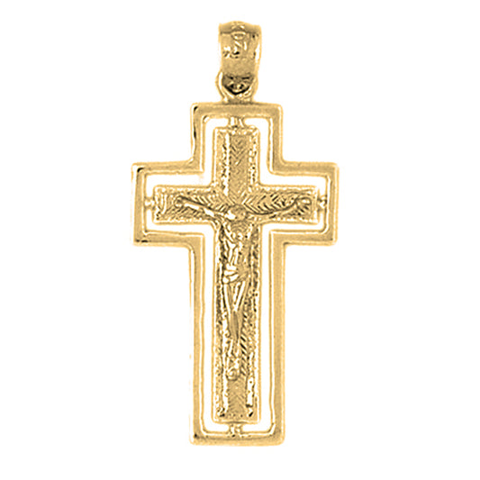 Yellow Gold-plated Silver Crucifix Pendant