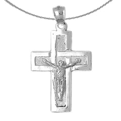 Sterling Silver Crucifix Pendant (Rhodium or Yellow Gold-plated)