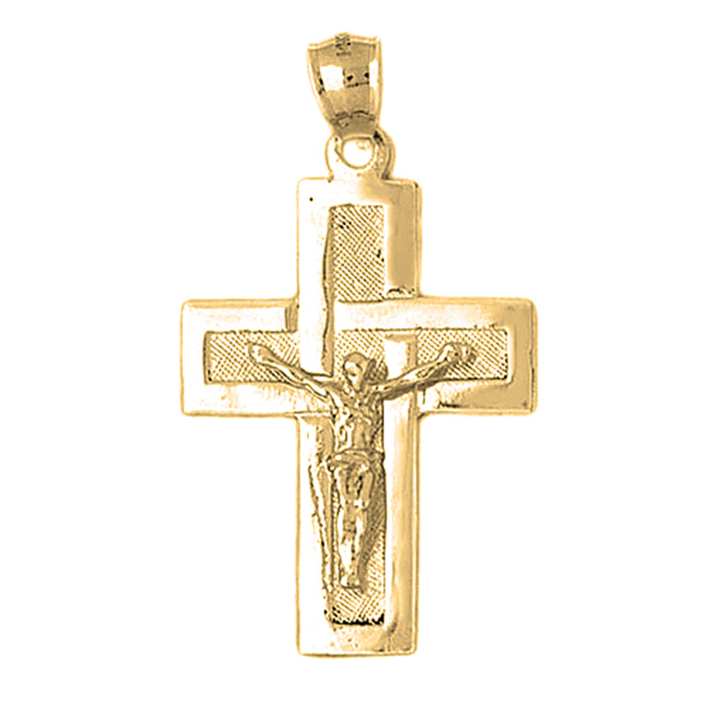 Yellow Gold-plated Silver Crucifix Pendant