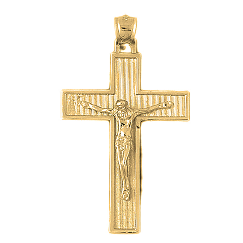 Yellow Gold-plated Silver Crucifix Pendant