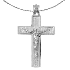 Sterling Silver Crucifix Pendant (Rhodium or Yellow Gold-plated)