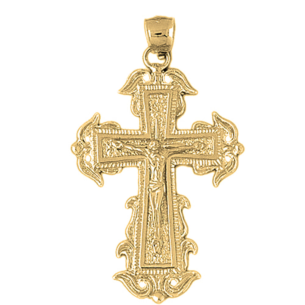 Yellow Gold-plated Silver Crucifix Pendant