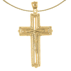 Sterling Silver Crucifix Pendant (Rhodium or Yellow Gold-plated)